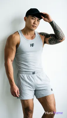Asian man with short black straight hair and high forehead, clean-shaven face, neutral direct gaze s