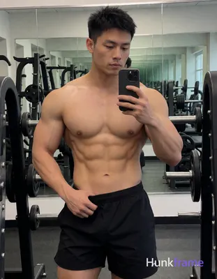 Photograph of exactly 1 adult man. Man 1: Asian, light-medium, square-jawed with