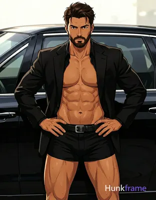 A polished anime-style illustration of a 30-year-old Caucasian man with medium-t