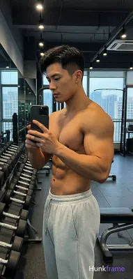 Asian man with light medium tan skin, short dark wavy hair tapered sides, clean shaven face neutral 