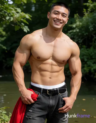Heavily muscular adult man with substantial muscle mass, wide shoulders, thick n
