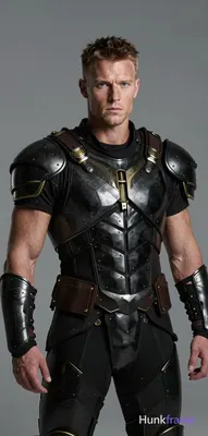 A handsome adult man stands in a studio setting, torso angled slightly right whi