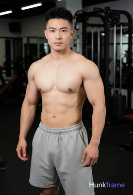 Photograph of exactly 1 adult man. Man 1: Asian, light tan, square jawline with defined cheekbones a