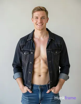 A handsome Caucasian man in his twenties stands facing the camera with a confide