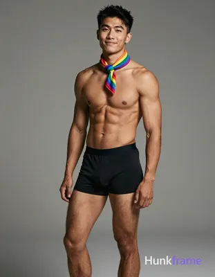 an anonymous figure man with medium brown skin, thick brows, and a gymnast lean 