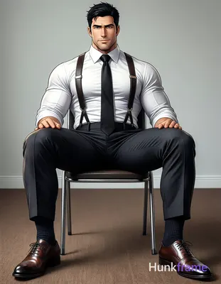 An adult man with light-medium skin and short black hair sits on a metal-framed 