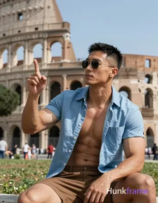 Asian man with short black hair featuring a textured top and faded sides, clean-shaven face wearing 