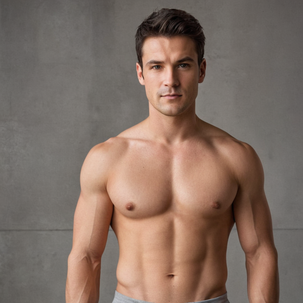 A handsome an anonymous figure man standing against a neutral gray background, s