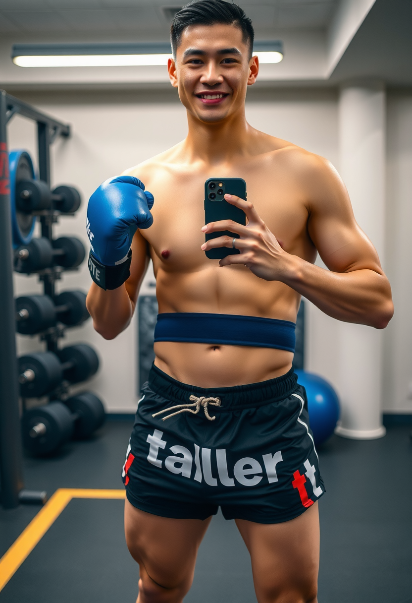 Photoreal photograph of an Asian man with a compact athletic build standing with